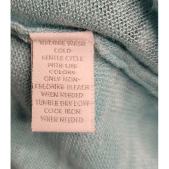Charter Club Womens Aqua Blue Cardigan & Tank Set Medium Ramie/Rayon - Picture 6 of 6